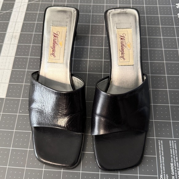 Worthington Shoes - VTG 90s Capsule Black Patent Leather Square Toe Mules Block Heel Womens 6.5 M